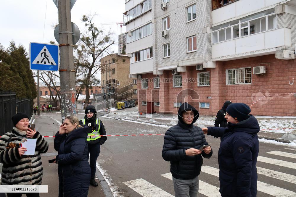 Aftermath of morning rocket attack on Kyiv