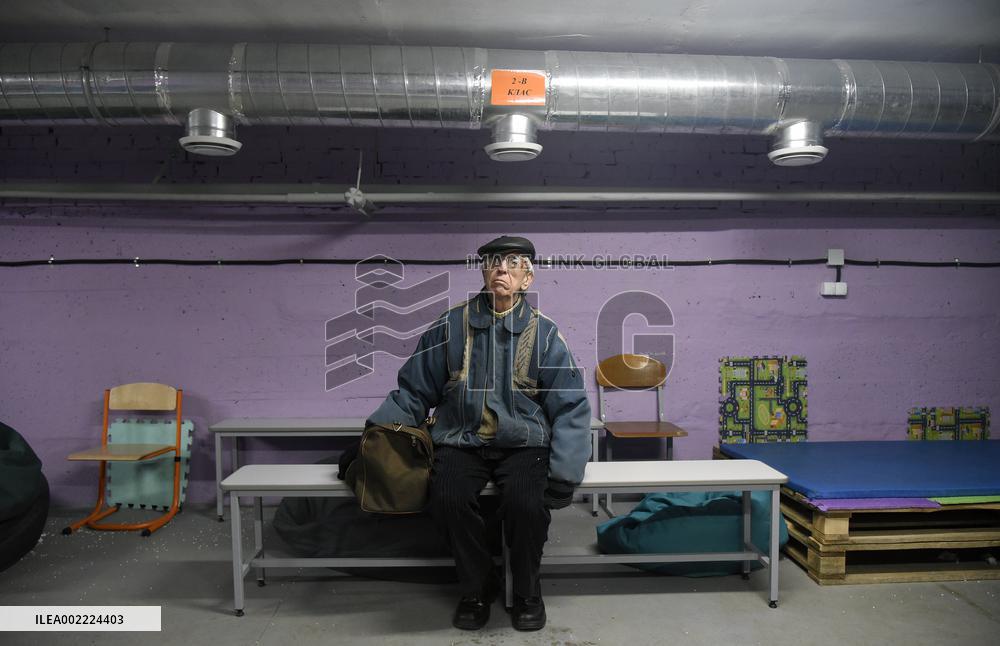 Bomb shelter in Kyiv school