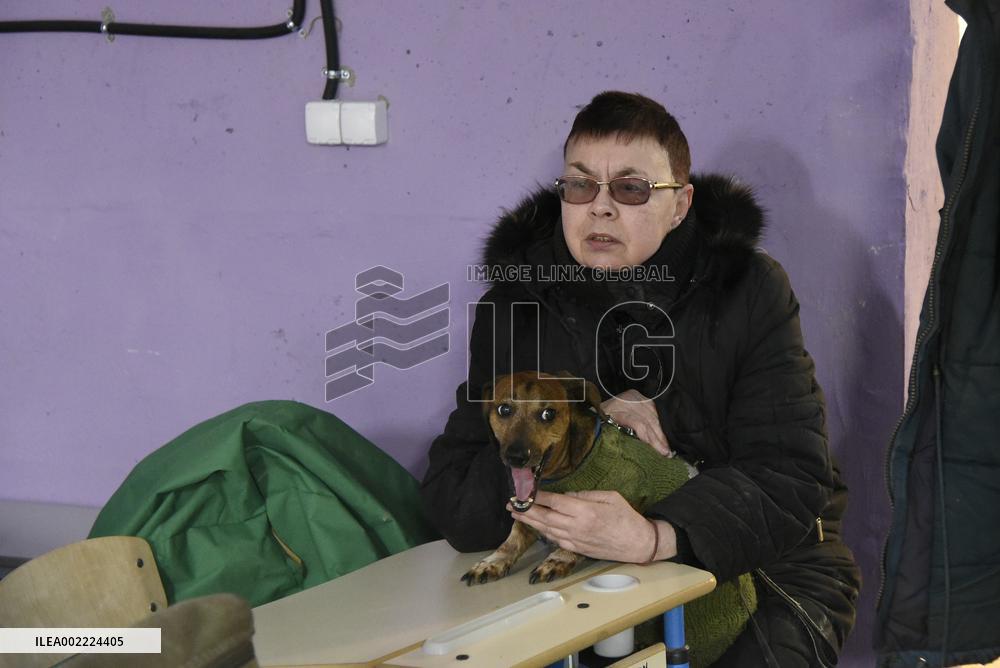 Bomb shelter in Kyiv school