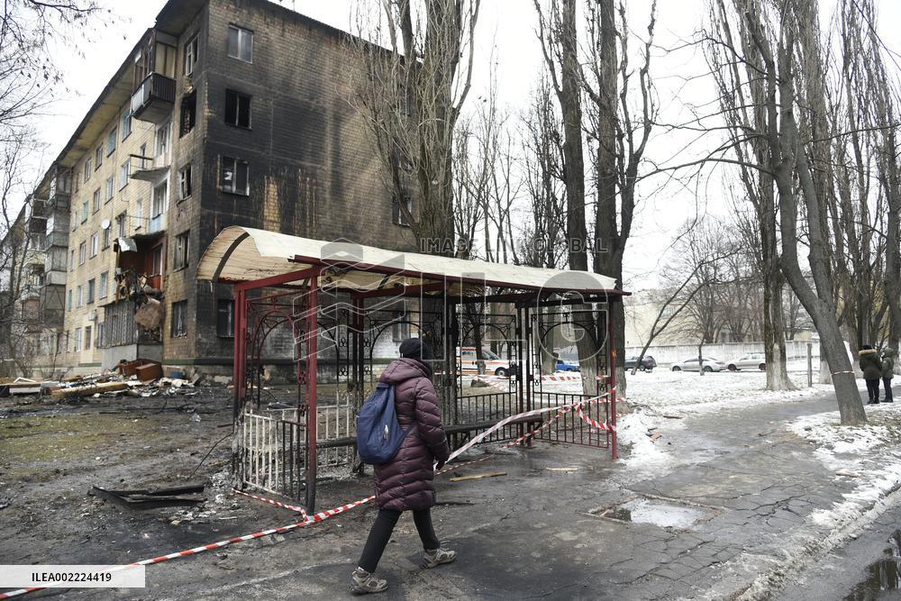 Aftermath of January 23 Russian missile attack on Kyiv