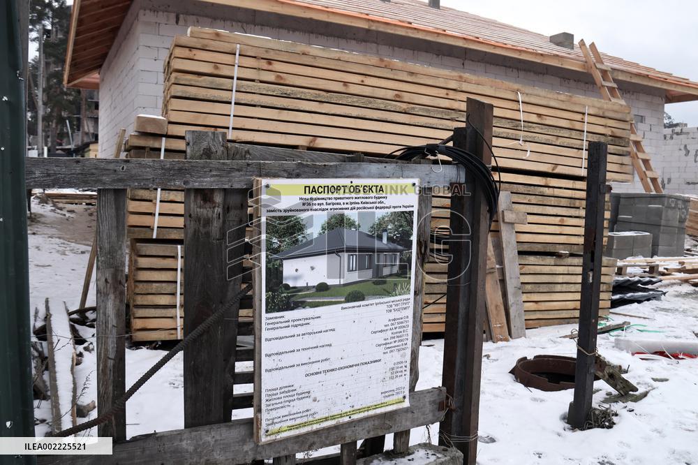 Rebuilding residential quarter in Irpin