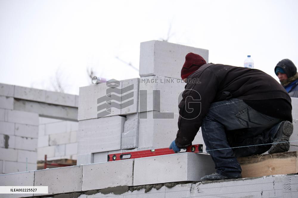 Rebuilding residential quarter in Irpin