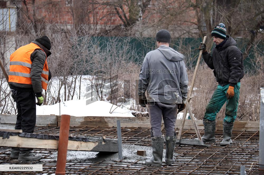 Rebuilding residential quarter in Irpin