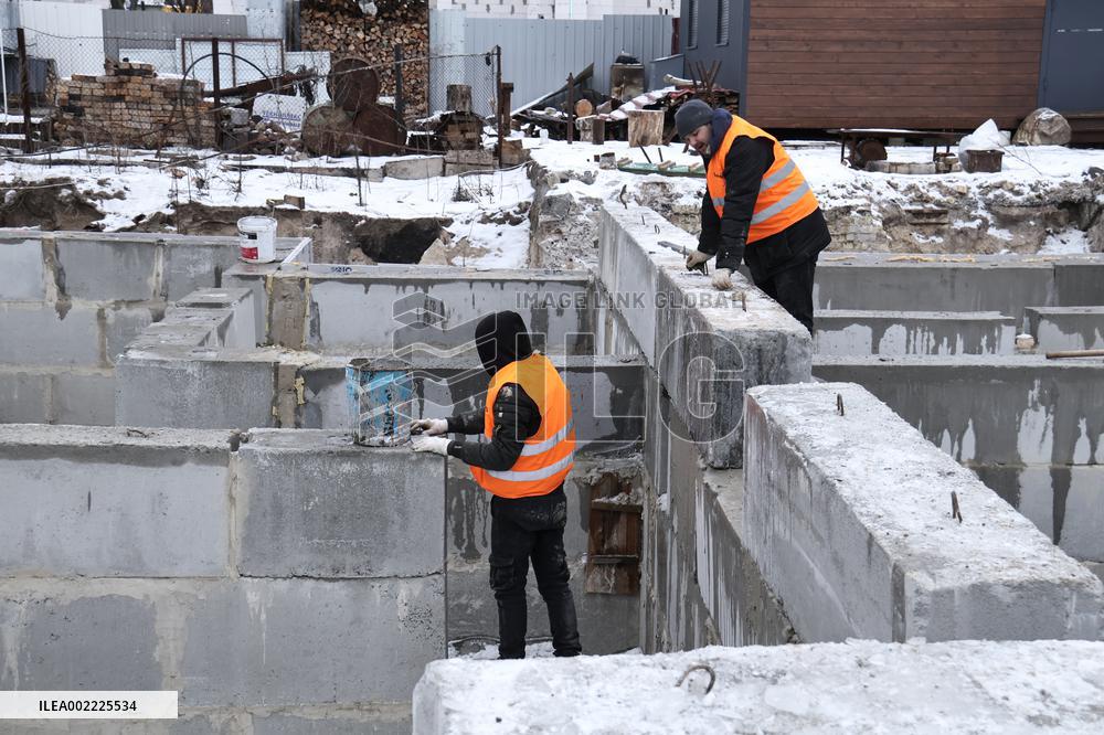 Rebuilding residential quarter in Irpin