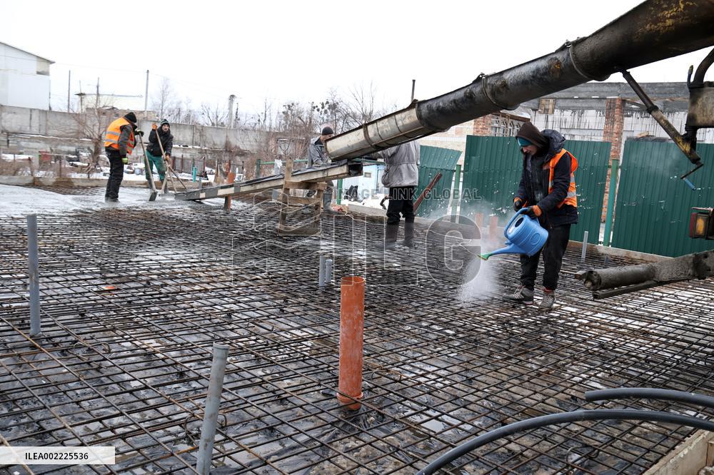 Rebuilding residential quarter in Irpin