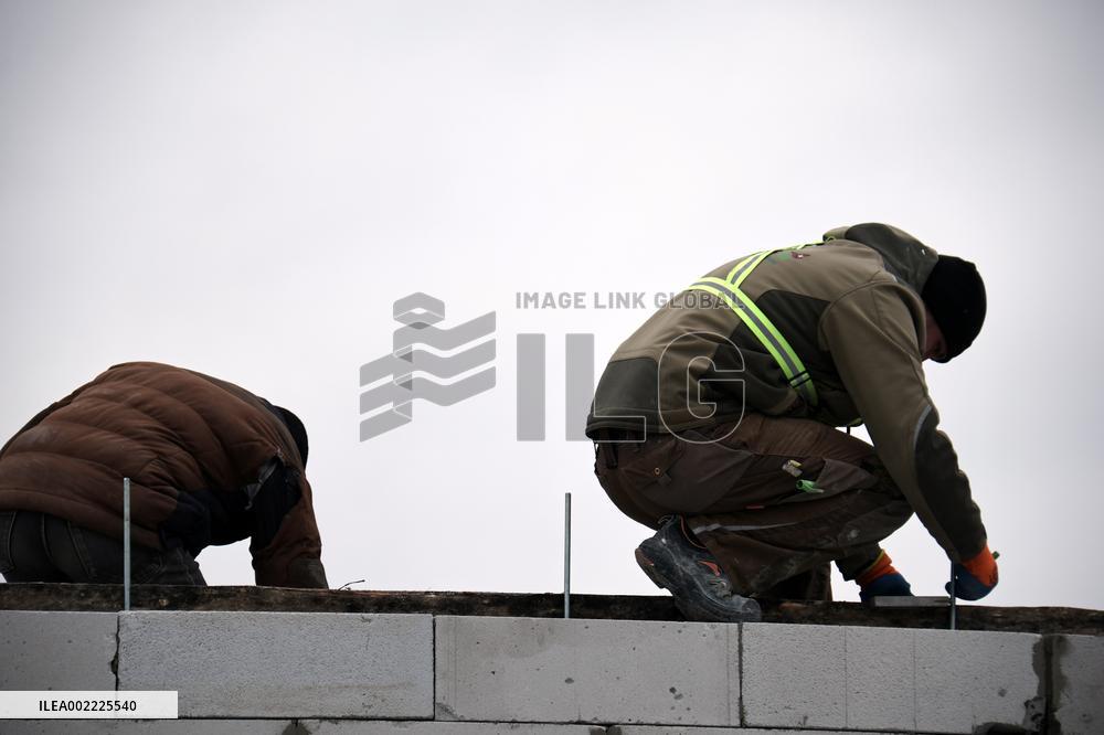 Rebuilding residential quarter in Irpin