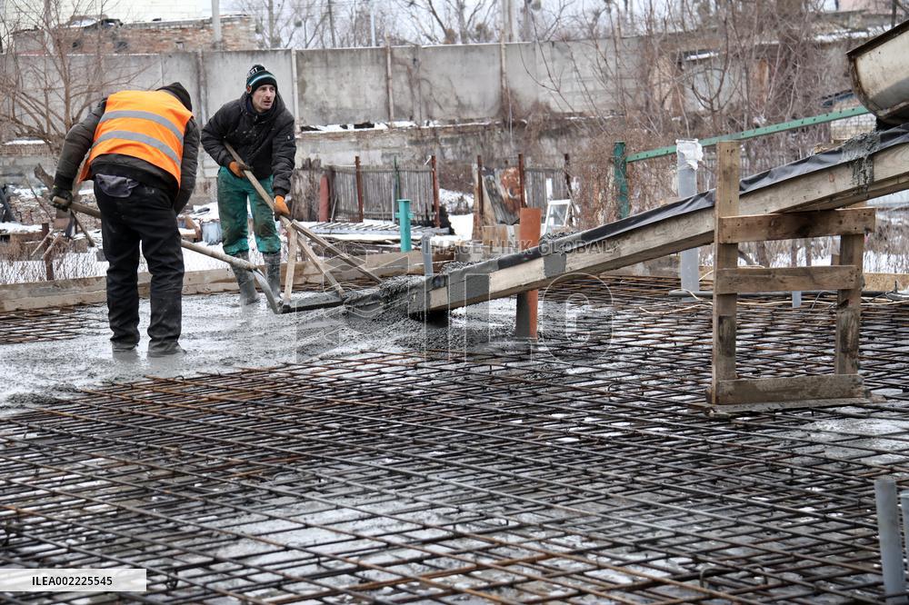 Rebuilding residential quarter in Irpin