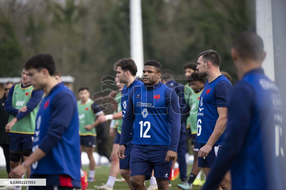 French Rugby Team Training Session In Marcoussis - Paris