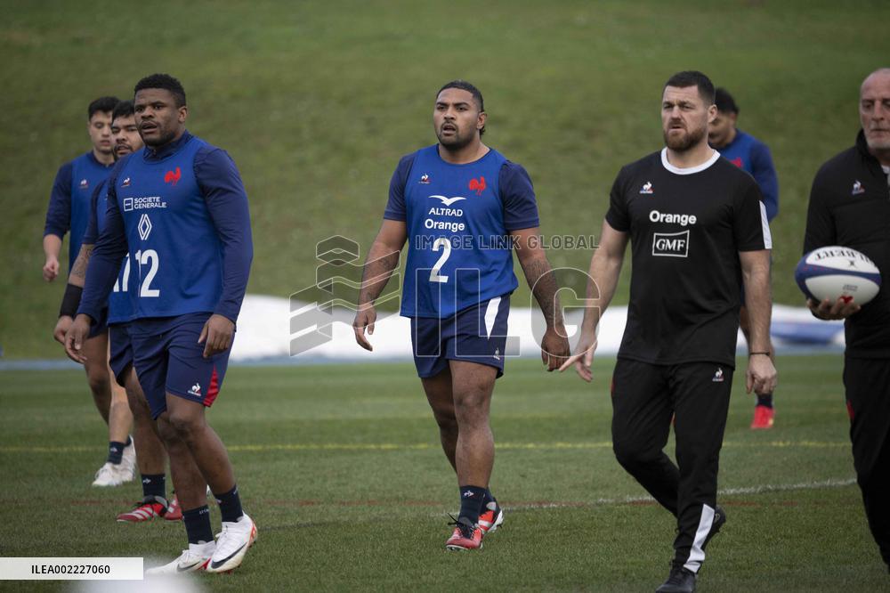 French Rugby Team Training Session In Marcoussis - Paris