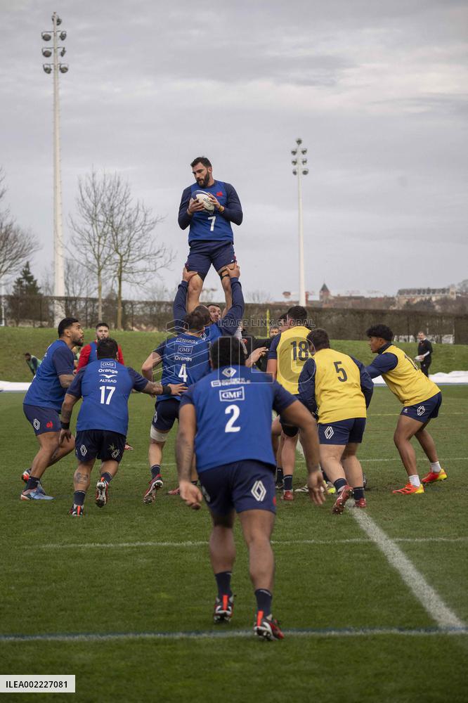 French Rugby Team Training Session In Marcoussis - Paris