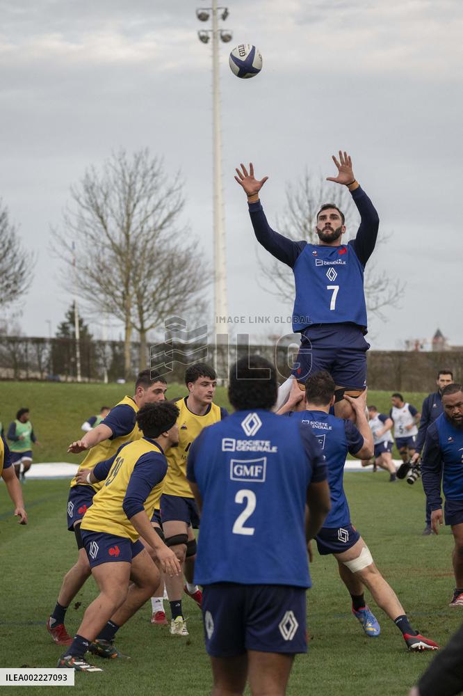 French Rugby Team Training Session In Marcoussis - Paris