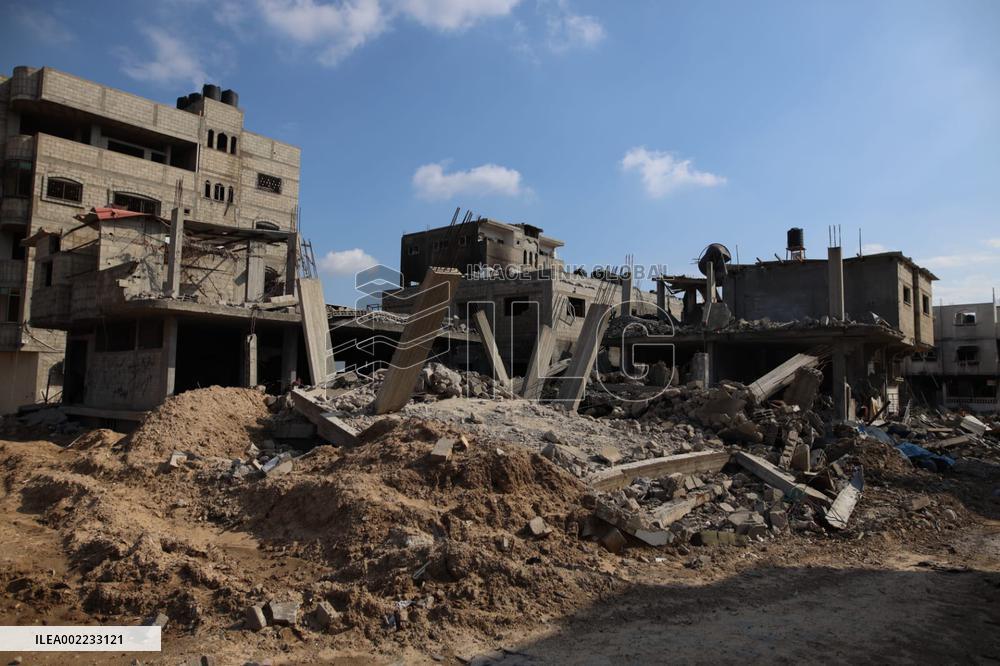MIDEAST-GAZA-MAGHAZI REFUGEE CAMP-DESTROYED BUILDINGS