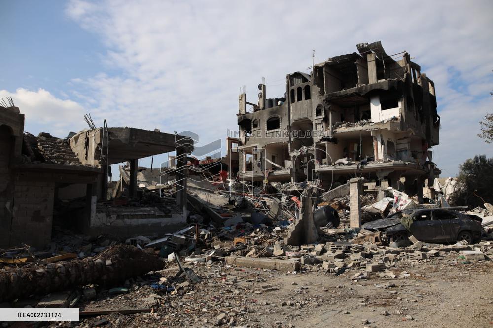 MIDEAST-GAZA-MAGHAZI REFUGEE CAMP-DESTROYED BUILDINGS