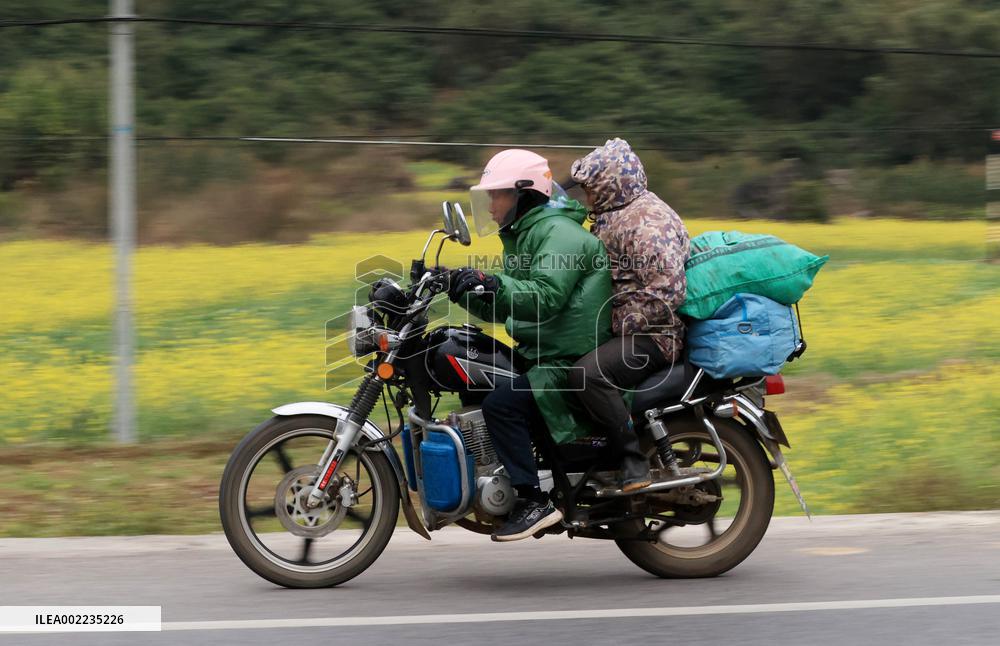 Migrant Workers Ride Motorcycles Home for The Spring Festival