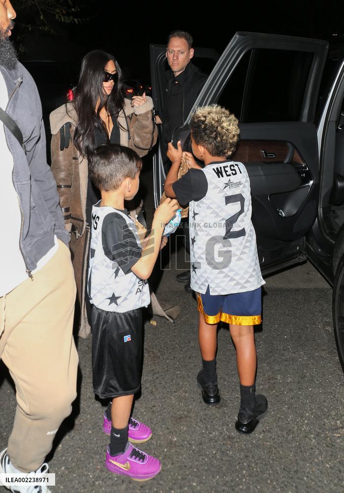 Kim Kardashian and Kanye West attend childrens basketball game - LA