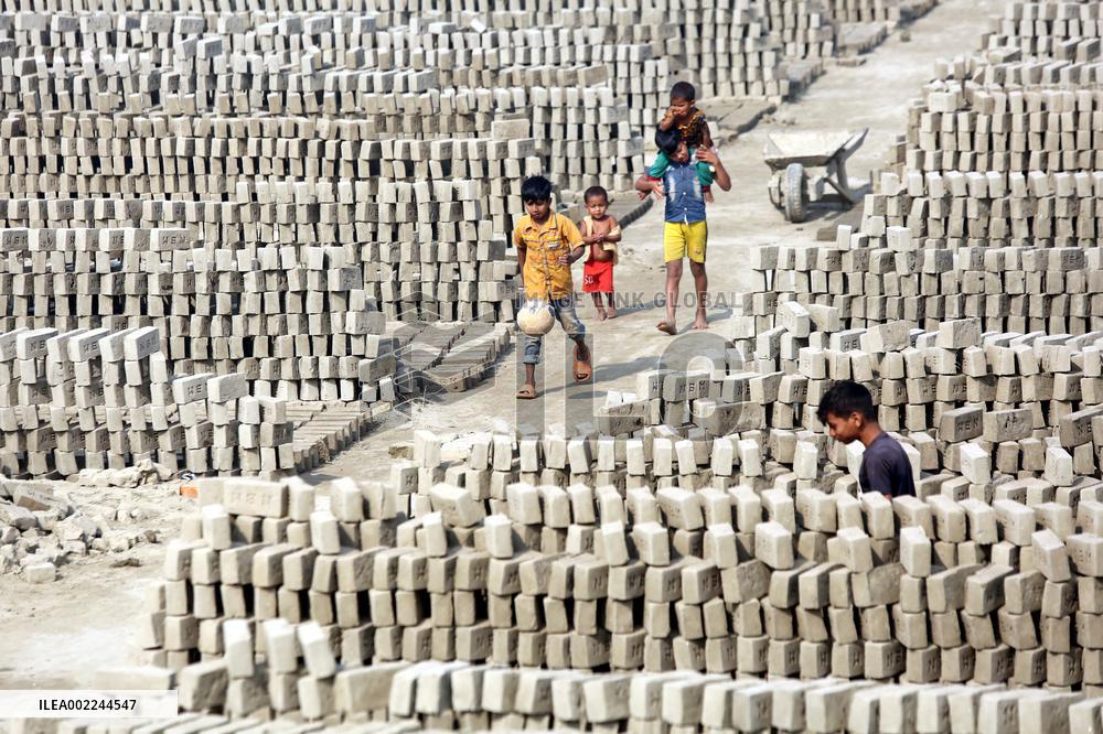 Laborers Work At A Bricks Field In Bangladesh