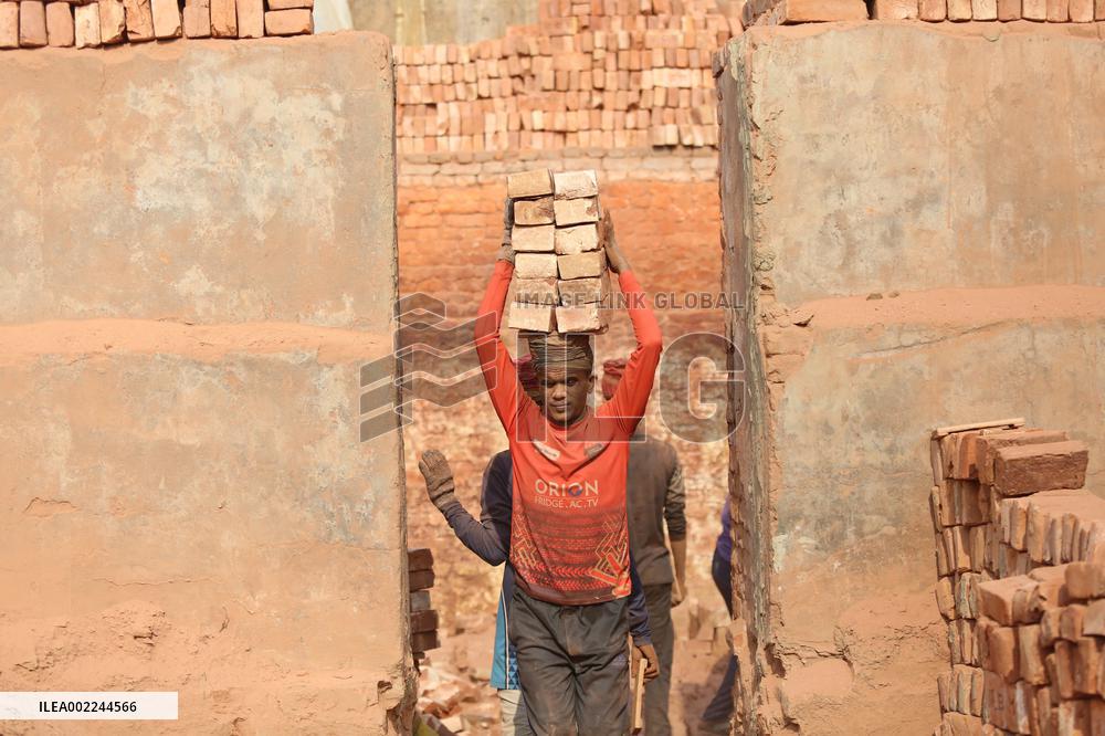 Laborers Work At A Bricks Field In Bangladesh