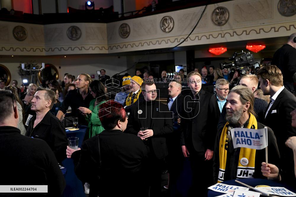 The Finns Party presidential candidate Jussi Halla-aho's election reception