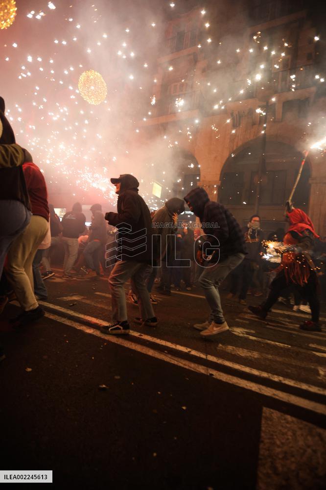Correfoc Ends The Festivities Of San Sebastian - Palma De Mallorca