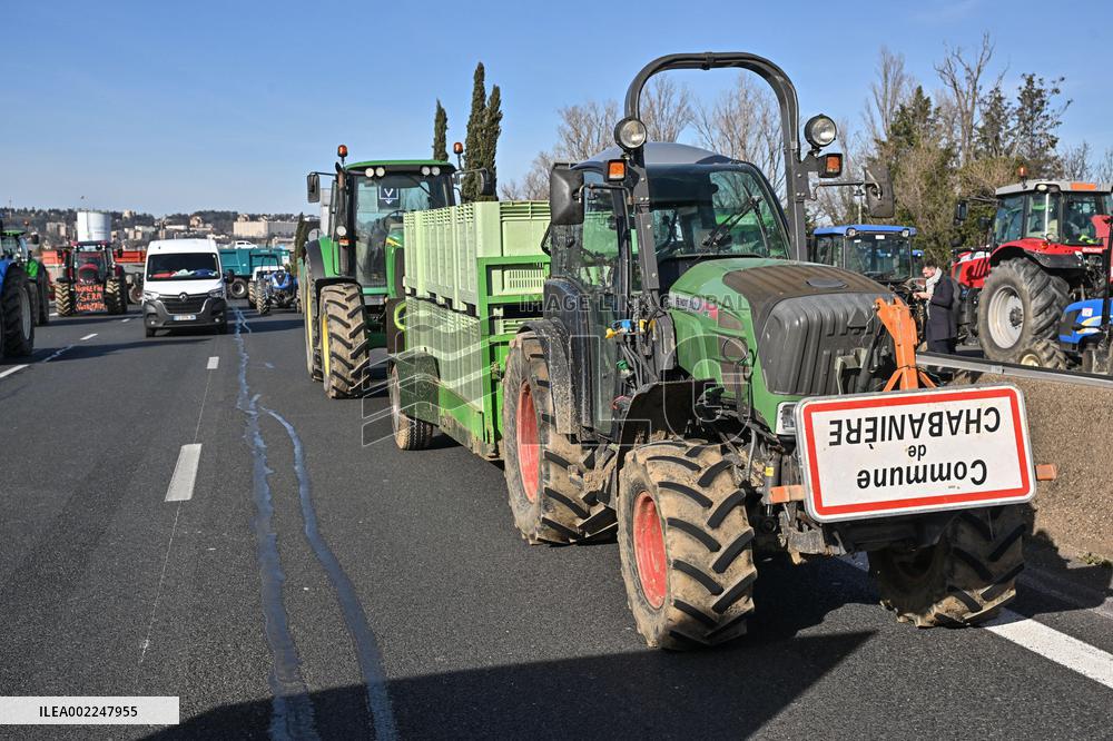 A7 Highway Blocked By Angry Farmers Near Lyon