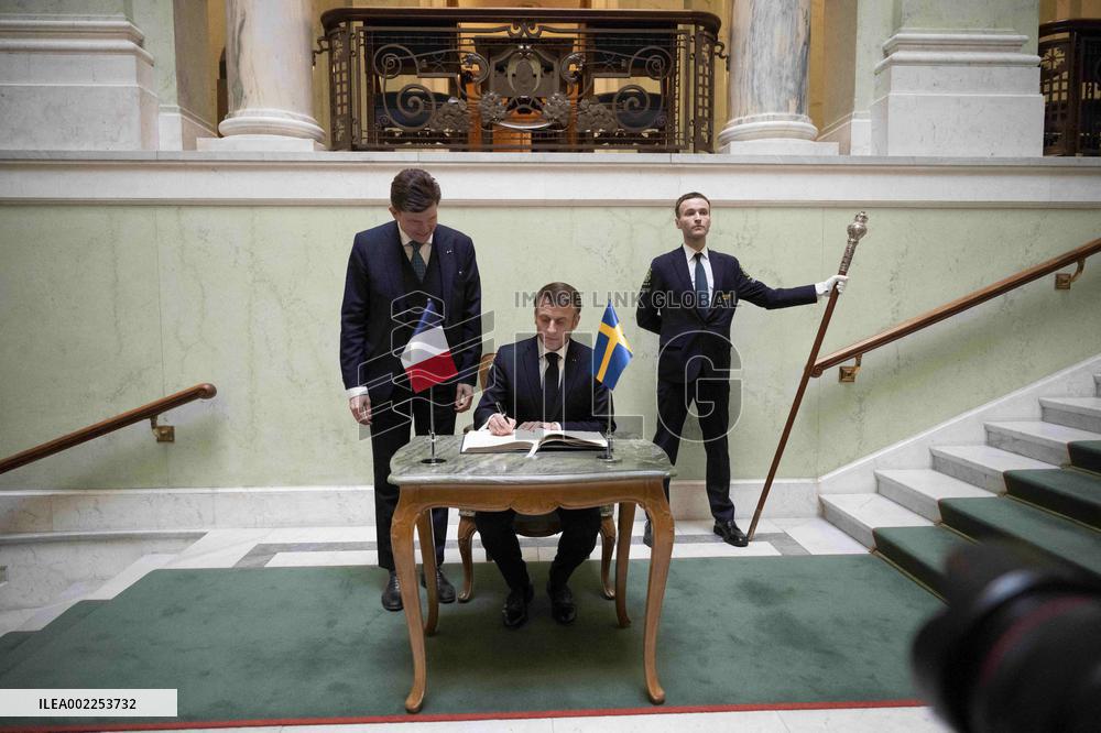 Macron Holds Talks At The Parliament - Stockholm