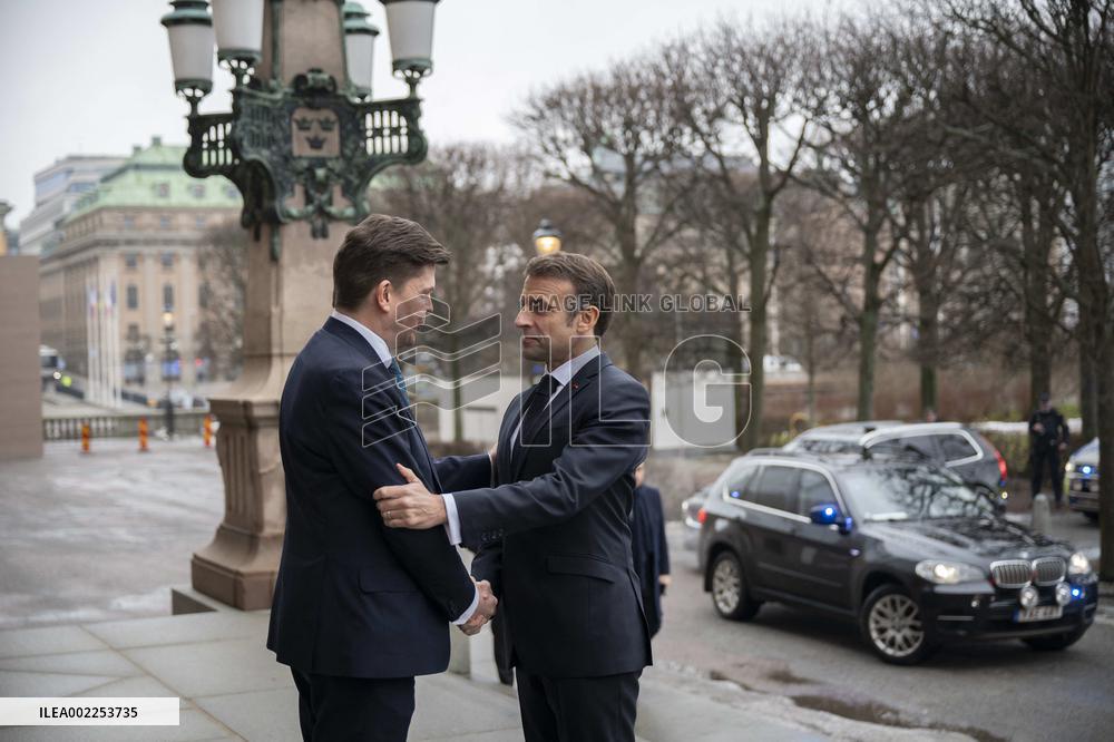 Macron Holds Talks At The Parliament - Stockholm