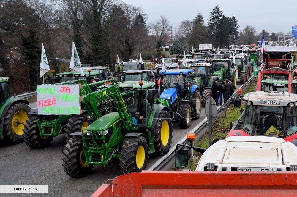 Farmers Block A35 Motorway - Strasbourg