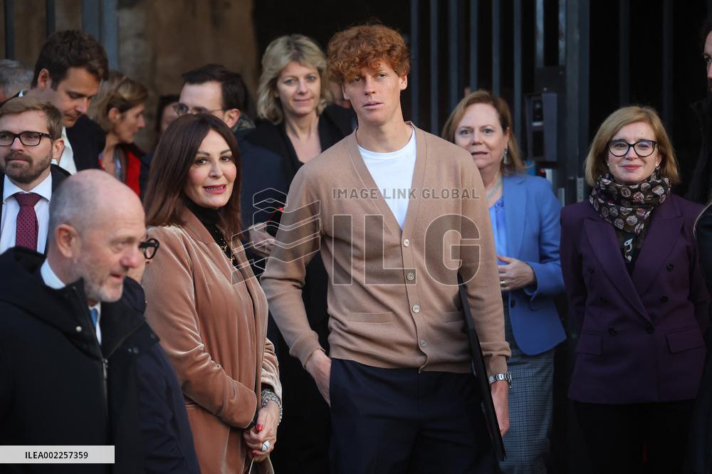Tennis Player Jannik Sinner Visits Colosseum - Rome