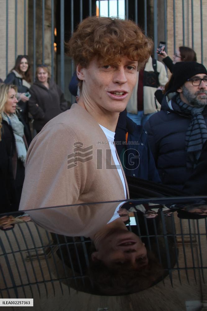 Tennis Player Jannik Sinner Visits Colosseum - Rome