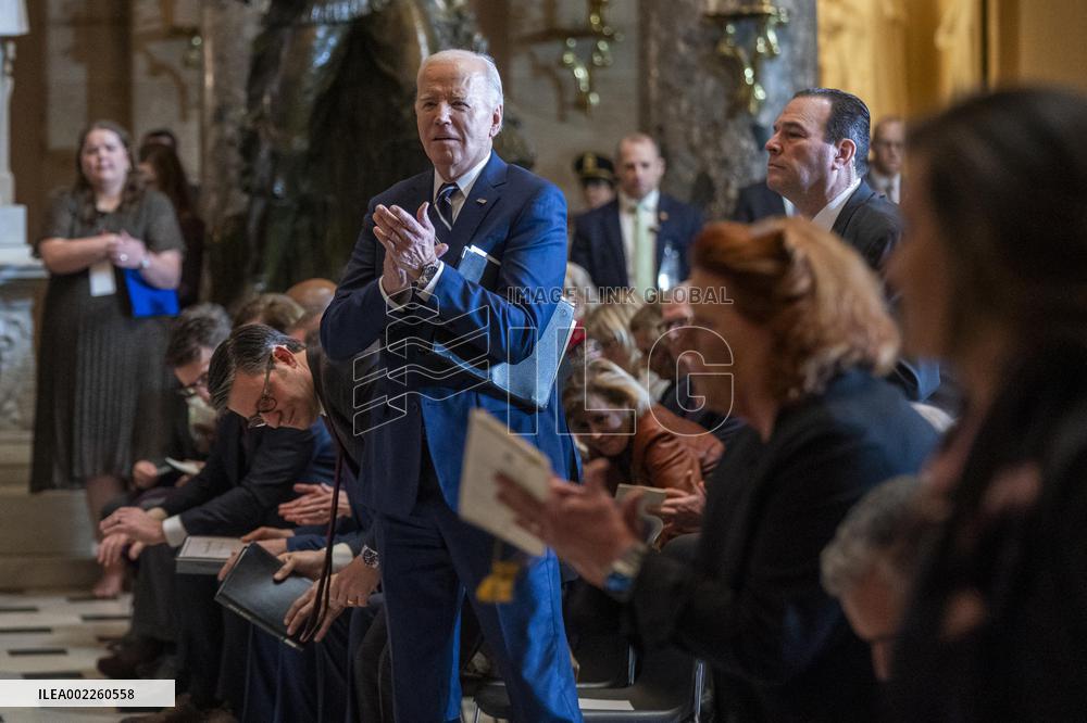 US President Joe Biden delivers remarks at the National Prayer Breakfast