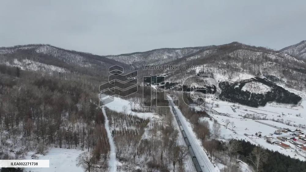Guardian of railway station at Changbai Mountain in NE China