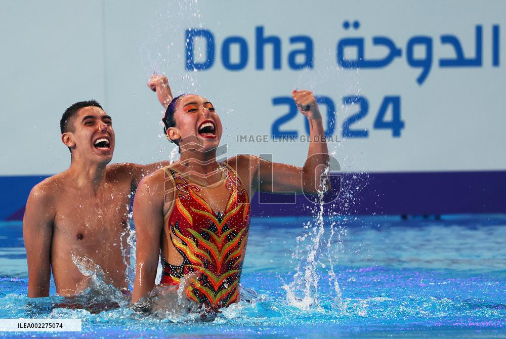 (SP)QATAR-DOHA-ARTISTIC SWIMMING-WORLD AQUATICS CHAMPIONSHIPS-MIXED DUET TECHNICAL