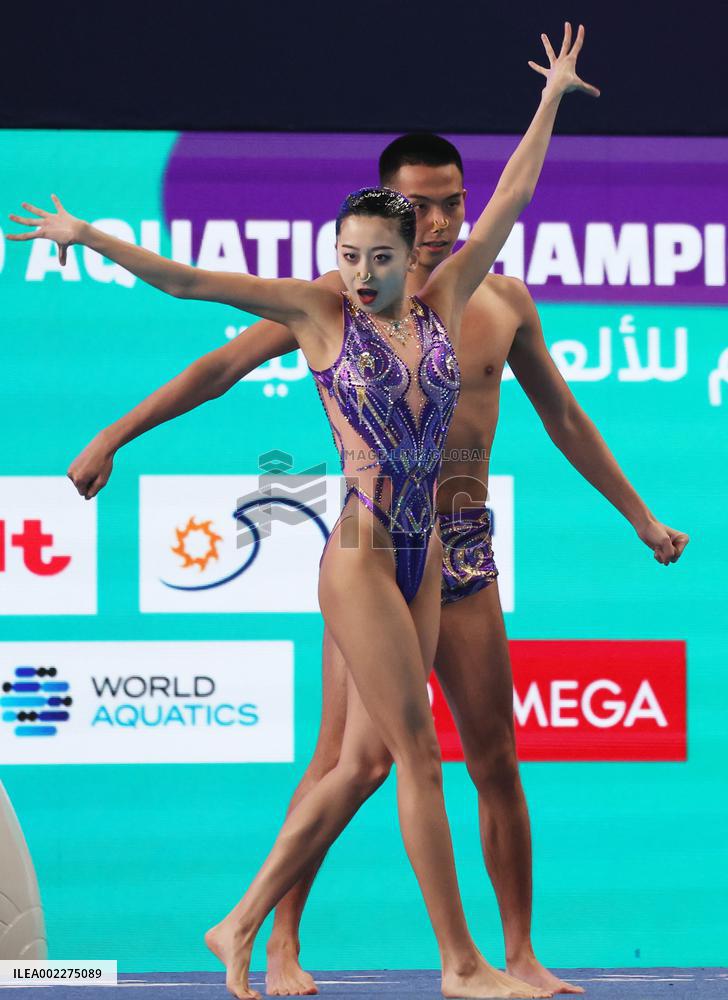 (SP)QATAR-DOHA-ARTISTIC SWIMMING-WORLD AQUATICS CHAMPIONSHIPS-MIXED DUET TECHNICAL