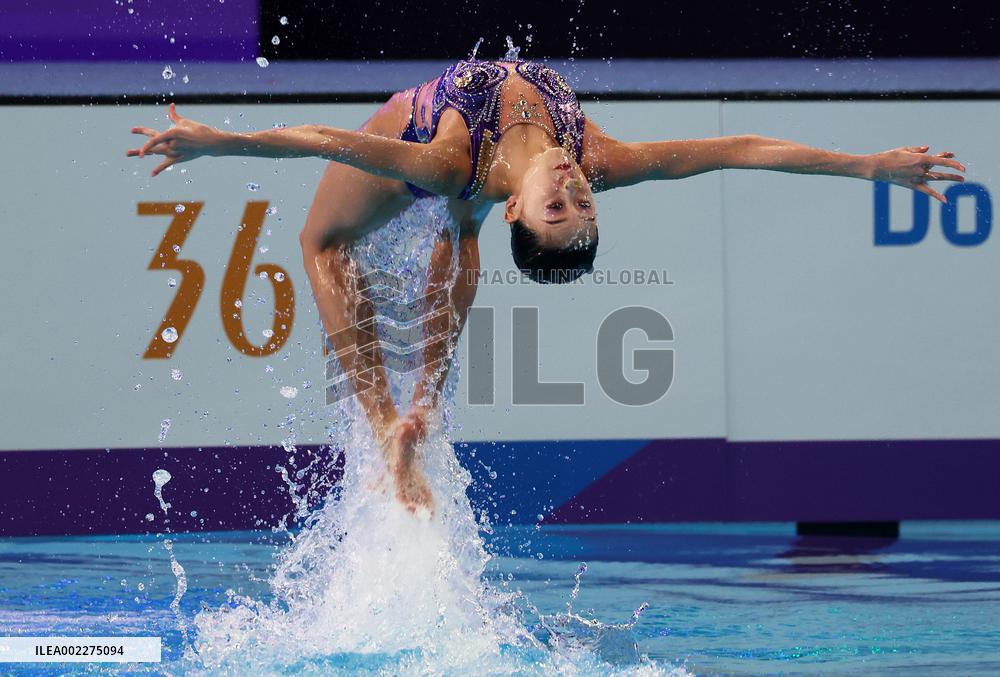 (SP)QATAR-DOHA-ARTISTIC SWIMMING-WORLD AQUATICS CHAMPIONSHIPS-MIXED DUET TECHNICAL