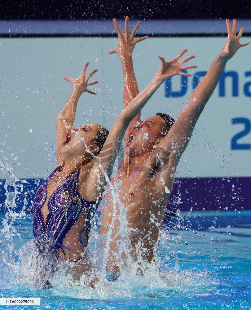 (SP)QATAR-DOHA-ARTISTIC SWIMMING-WORLD AQUATICS CHAMPIONSHIPS-MIXED DUET TECHNICAL