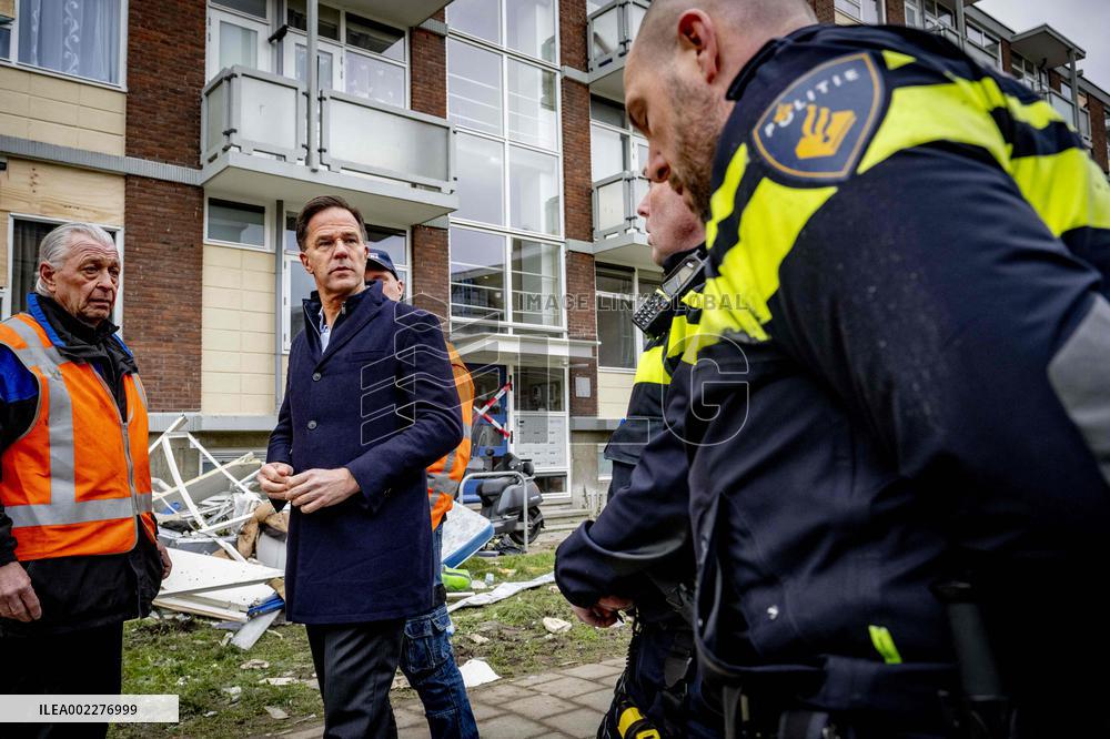 PM Rutte Visits The Disaster Site Of The Explosion - Rotterdam