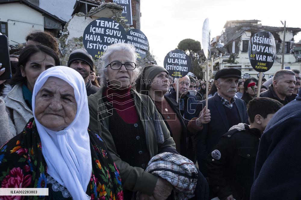 Commemoration March On The First Anniversary of Deadly Quakes - Antakya