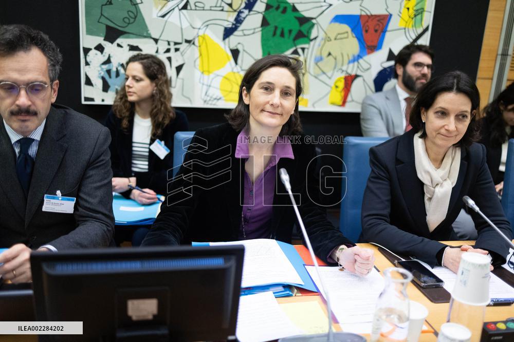 Amelie Oudea-Castera Hearing at the National Assembly - Paris