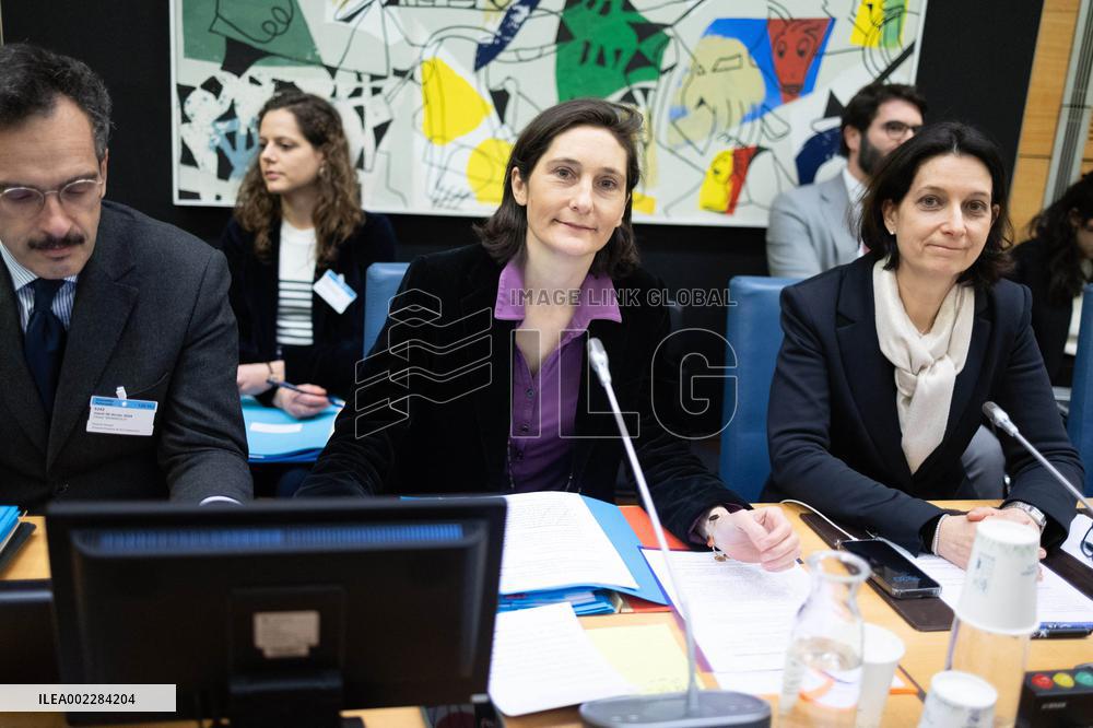 Amelie Oudea-Castera Hearing at the National Assembly - Paris