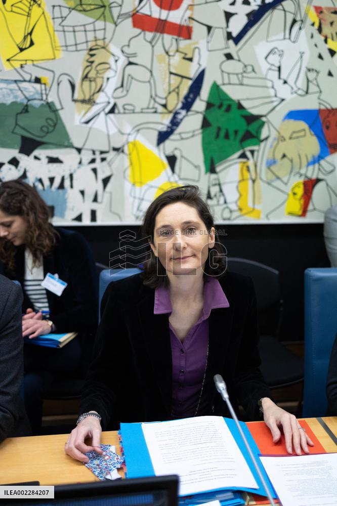 Amelie Oudea-Castera Hearing at the National Assembly - Paris