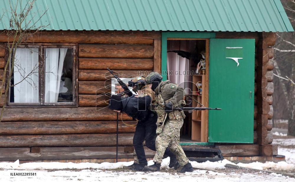 Josep Borrell at police drill in Kyiv Region