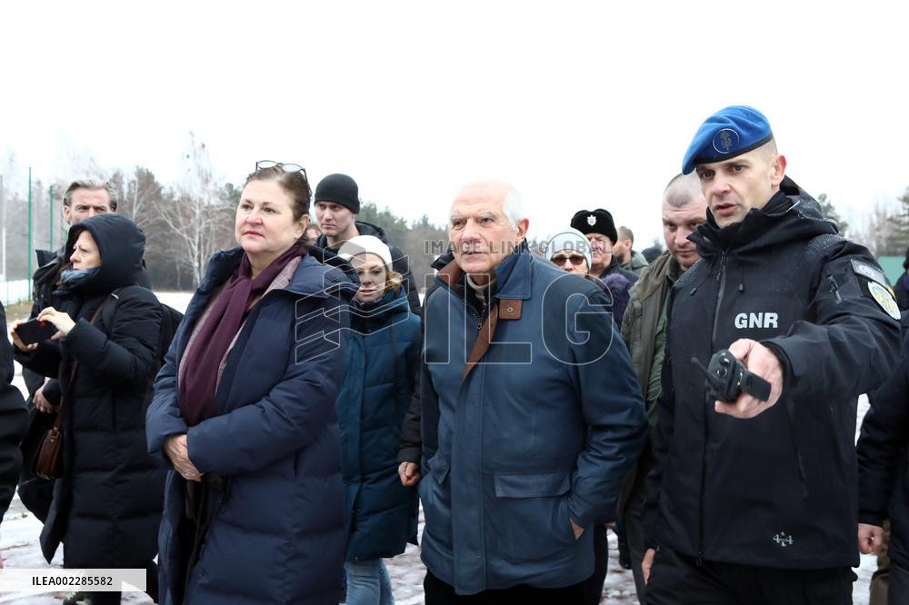 Josep Borrell at police drill in Kyiv Region