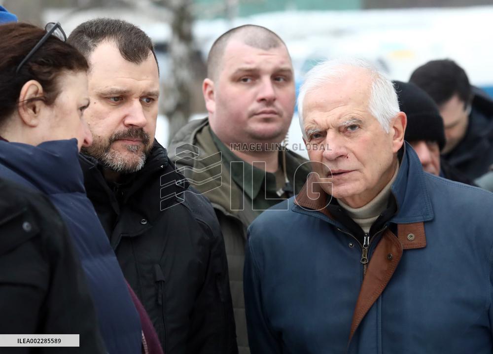 Josep Borrell at police drill in Kyiv Region