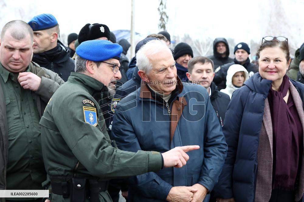 Josep Borrell at police drill in Kyiv Region
