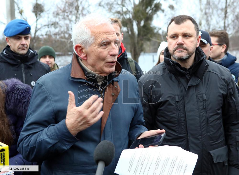 Josep Borrell at police drill in Kyiv Region