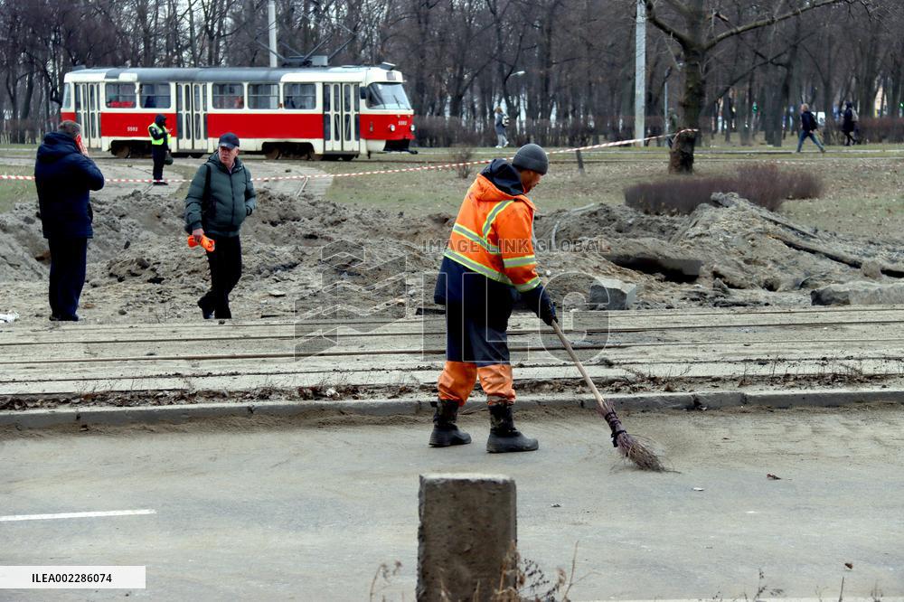 Aftermath of Russian missile attack in Kyiv