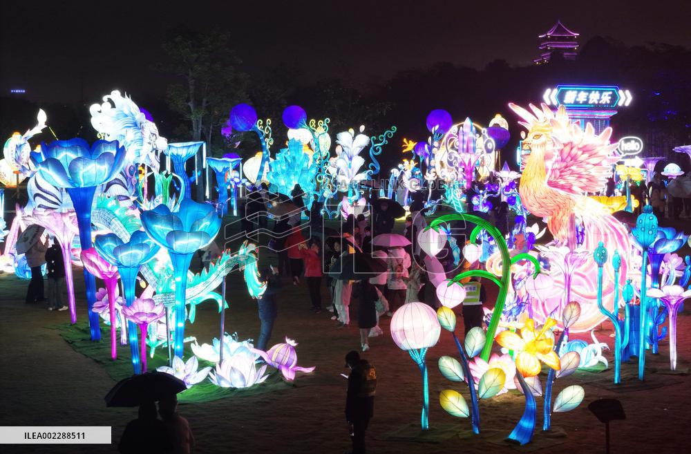 Tourists visit the 2024 Lunar Year Lantern Fair in Nanning