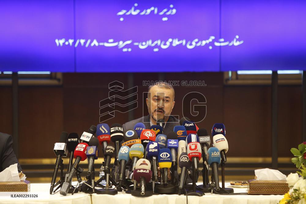 LEBANON-BEIRUT-IRAN-FM-PRESS CONFERENCE