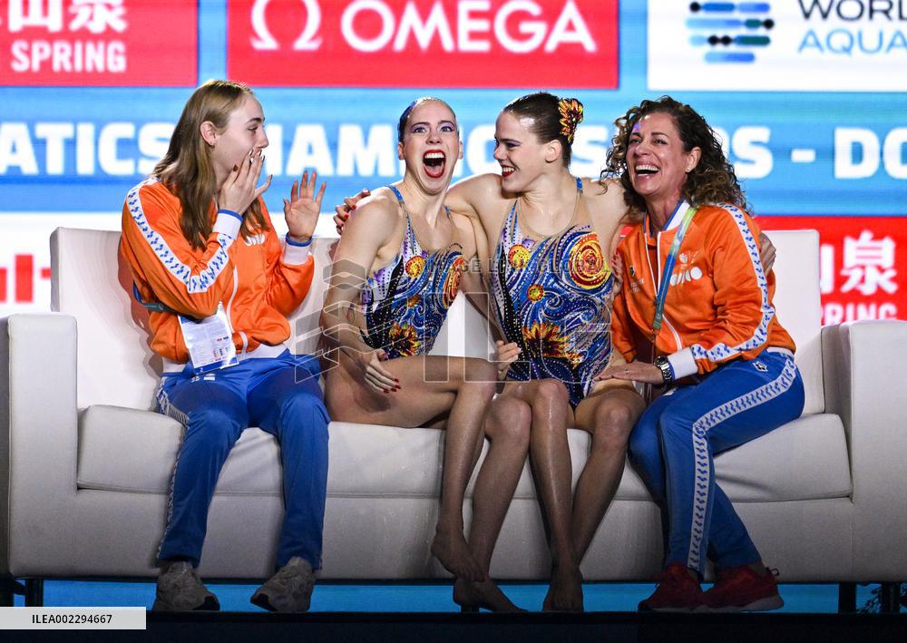 (SP)QATAR-DOHA-WORLD AQUATICS CHAMPIONSHIPS-ARTISTIC SWIMMING-WOMEN'S DUET FREE