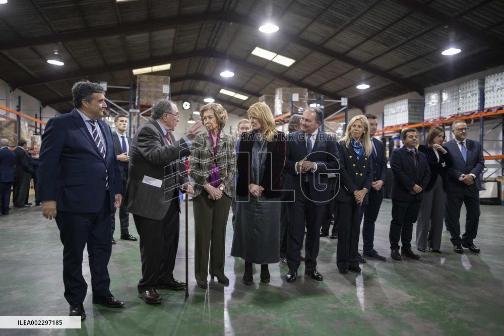 Queen Sofia Visits The Huelva Food Bank - Spain